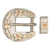 Floral Buckle and Loop Set, Stainless Steel, 3/4"