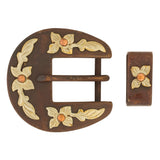 Floral Buckle and Loop Set, Brown Iron, 3/4"