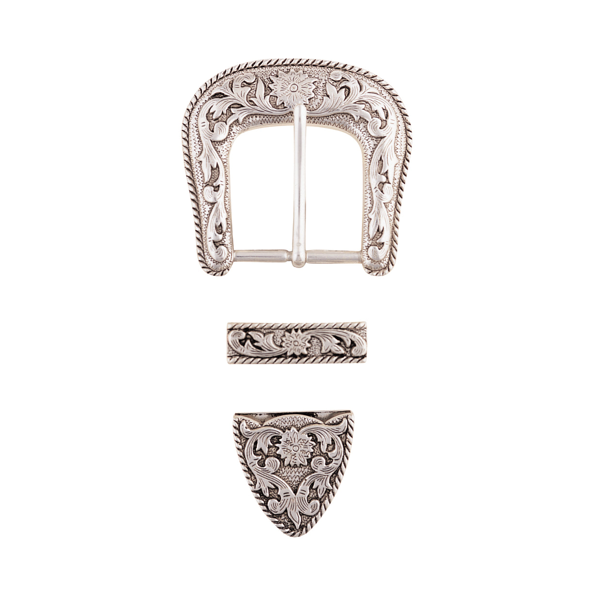 Western Floral Buckle Loop & Tip Set, 1-1/2"