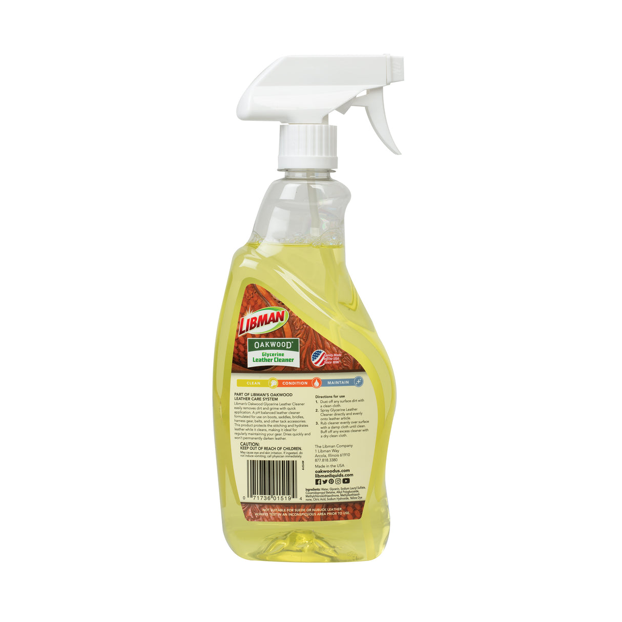 Oakwood Glycerine Leather Cleaner, 23 oz.