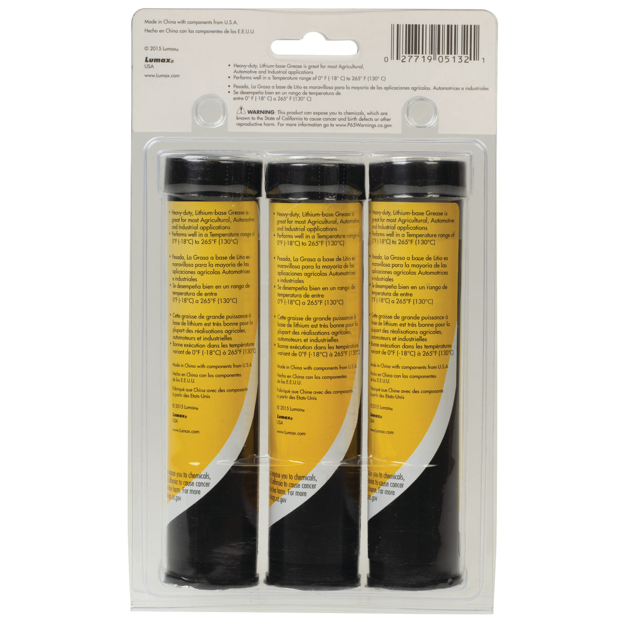 Lumax Lithium Grease Cartridge, 3 oz., 3-PK