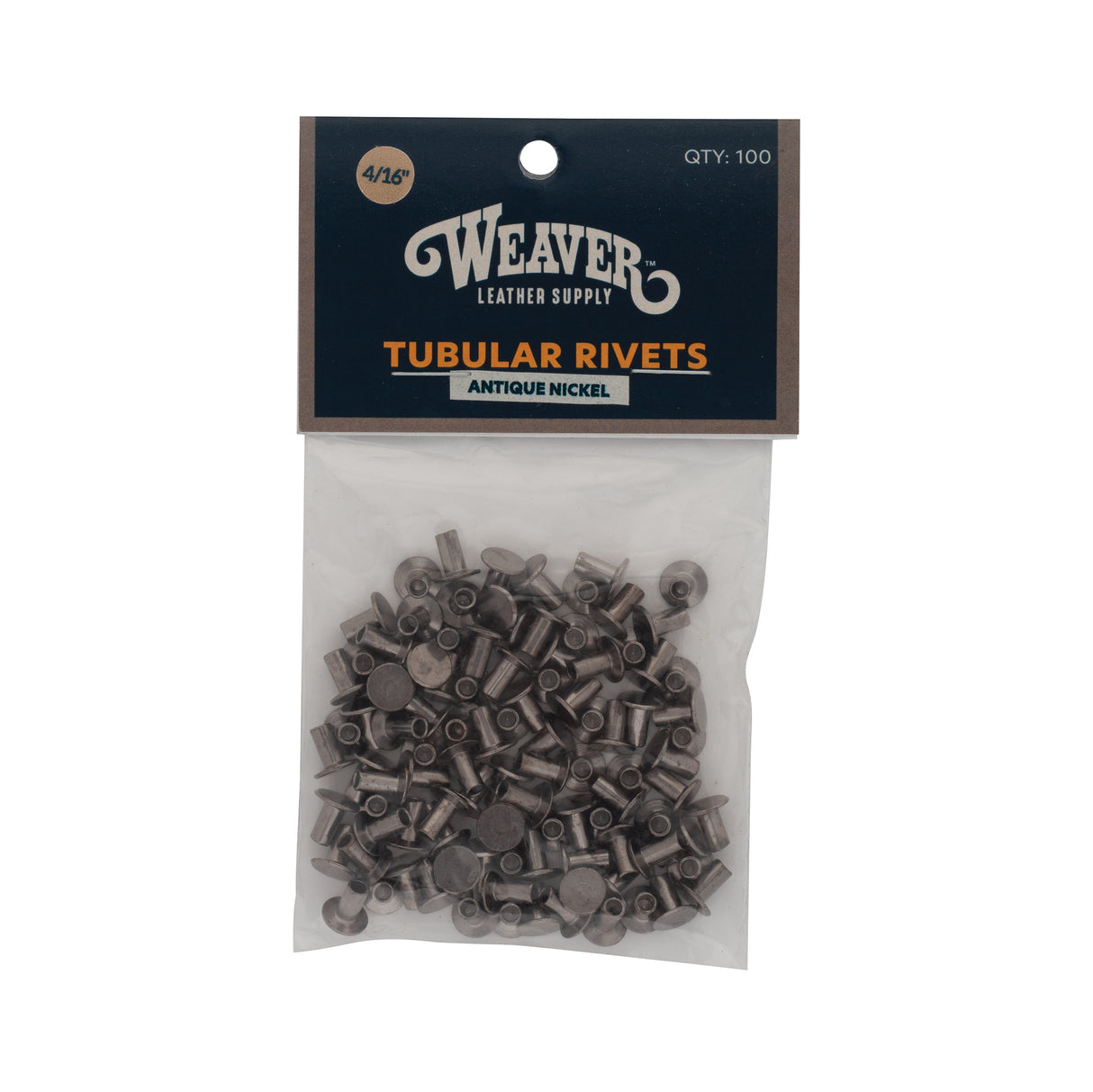 100-Pack of #104 Tubular Rivets, Antique Nickel