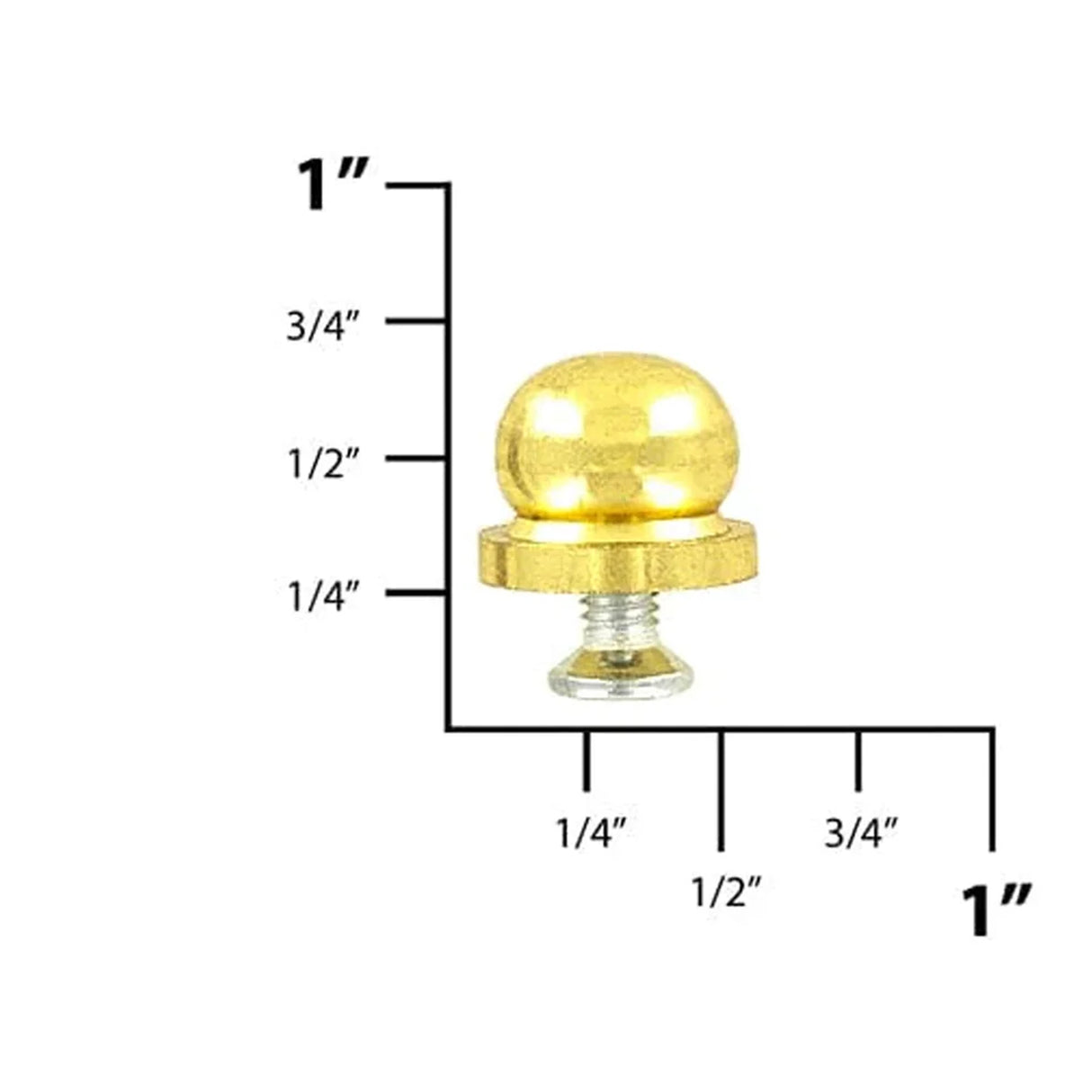 1/2" Brass, Ball on Base Handbag Bottom Stud, Solid Brass-PK5, #P-2004