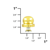 1/2" Brass, Ball on Base Handbag Bottom Stud, Solid Brass-PK5, #P-2004