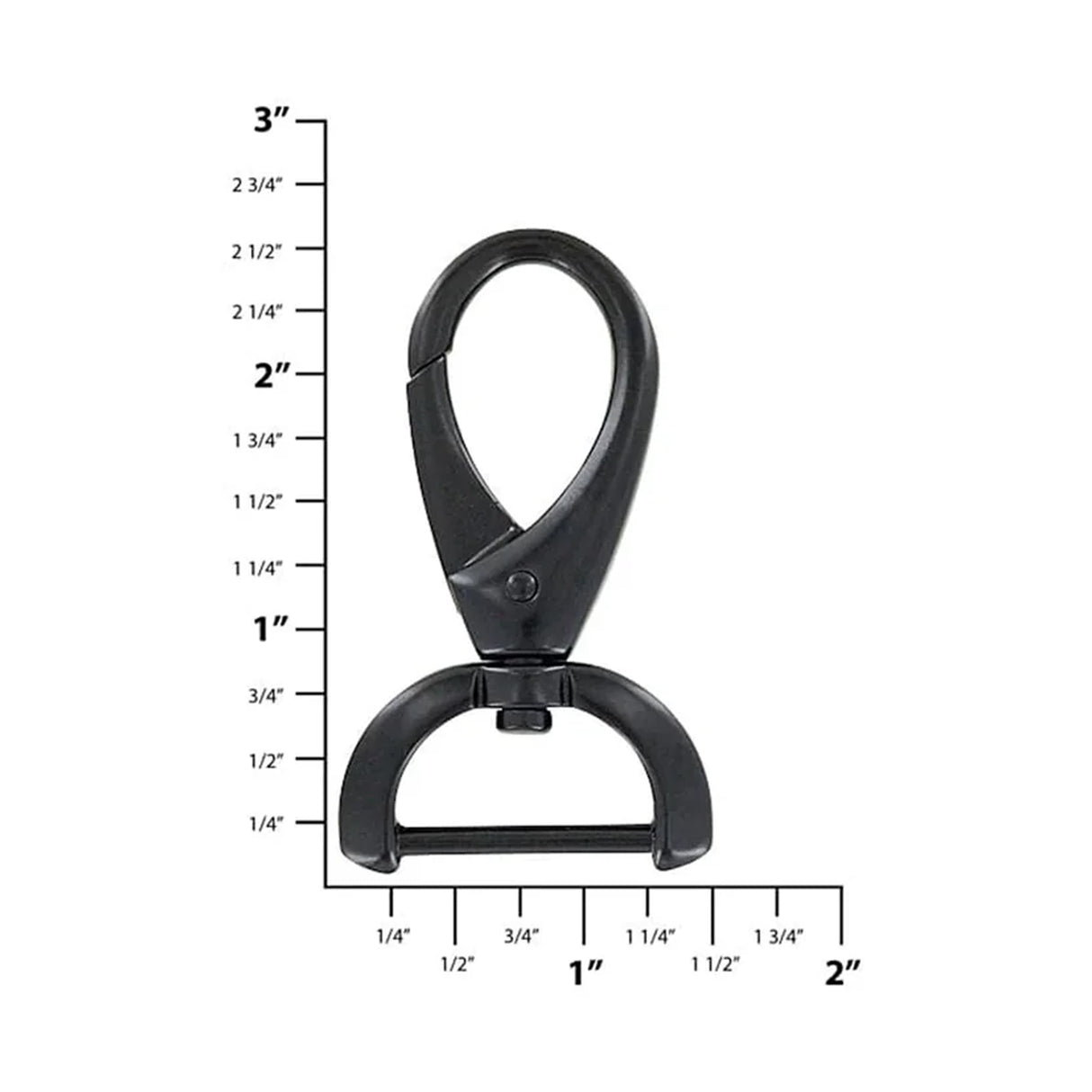 1" Matte Black, Lever Swivel Snap Hook, Zinc Alloy, #P-3059-BLK