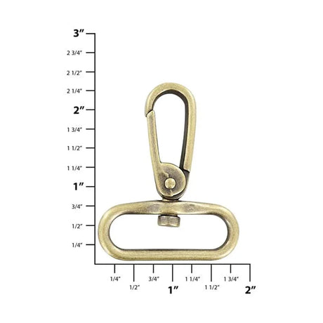 1 1/2" Antique Brass, Lever Swivel Snap Hook, Zinc Alloy, #P-2078-ANTB