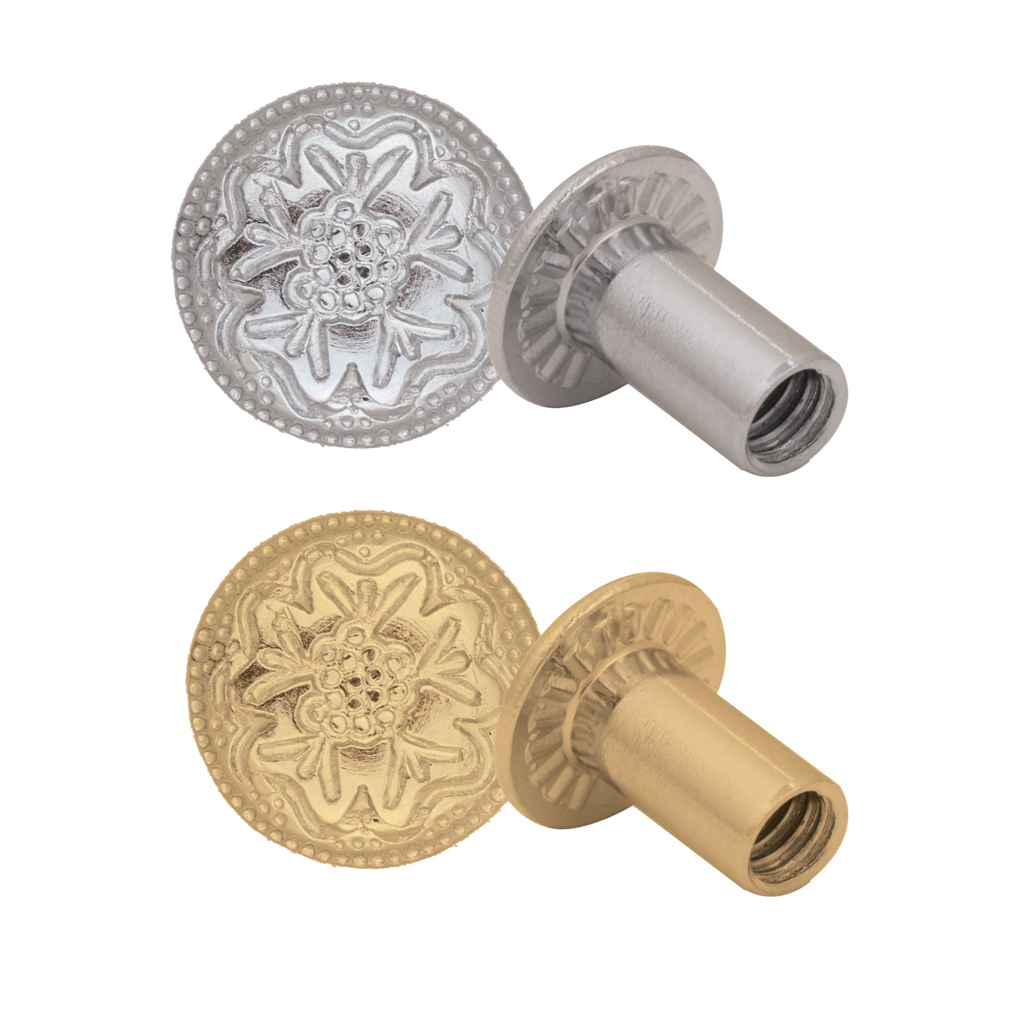 Premium Solid Brass Decorative Floral Engraved Chicago Screws 1/4