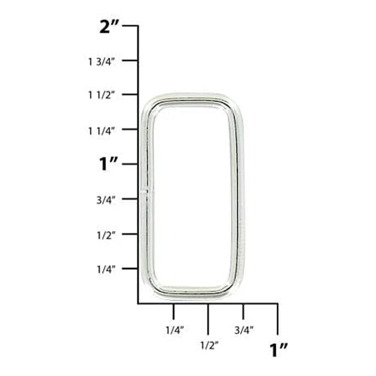 1 1/4", Nickel Plated, Welded Rectangular Ring, Steel, #P-3212-NIC