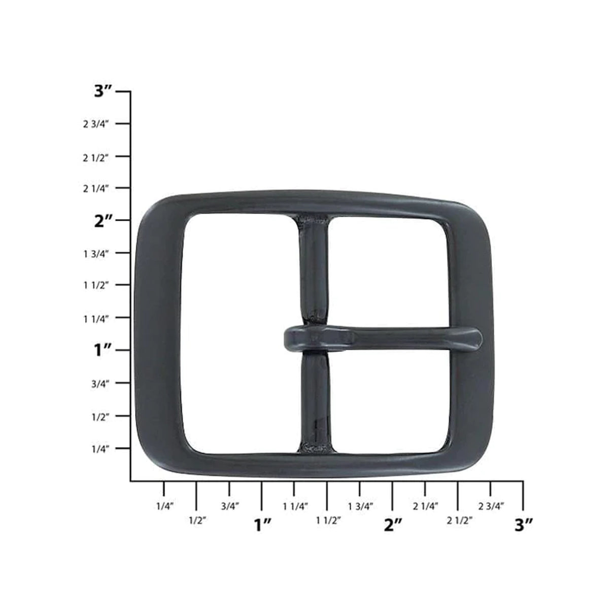 1 3/4" Black, Center Bar Buckle, Solid Brass, #C-2130-BLK