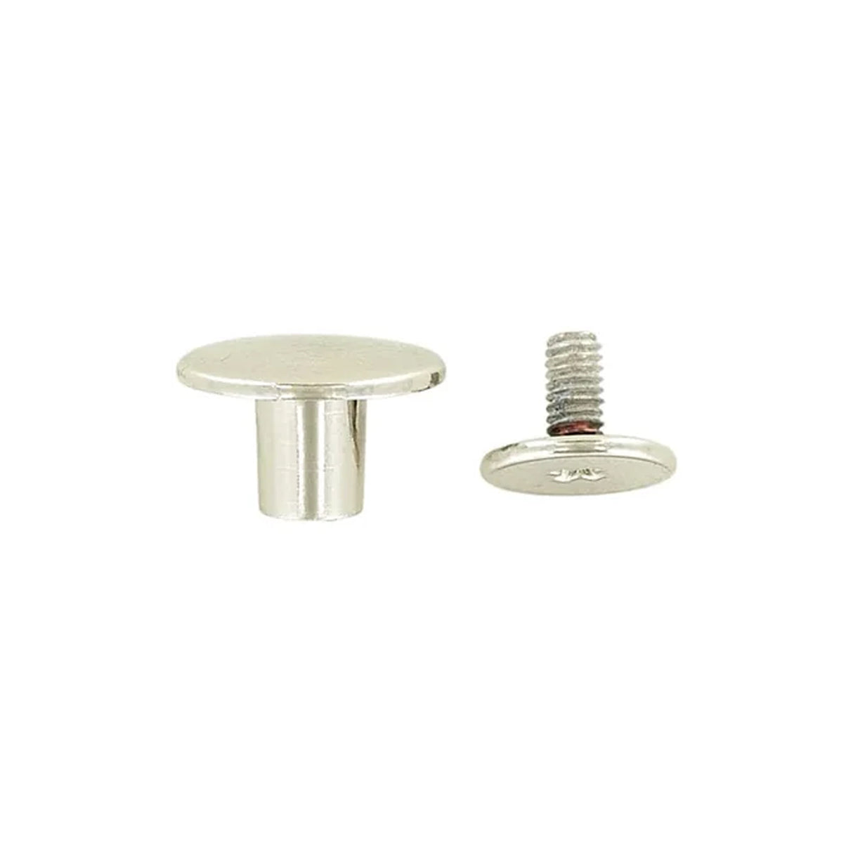 11mm Shiny Nickel,  Flat Top Stud with Screw, Zinc Alloy - PK5, #P-2781-NIC