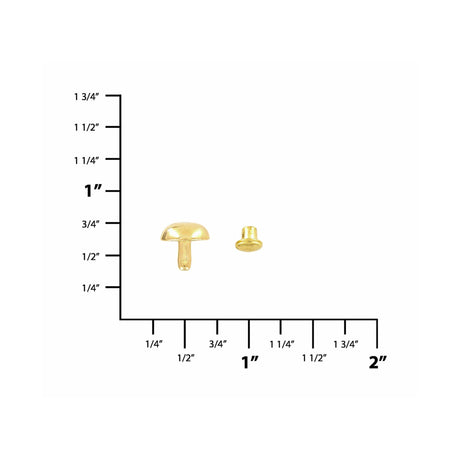 9.5mm Shiny Gold, Dome Top Rivet Stud, Steel - PK5, #P-2592-GOLD