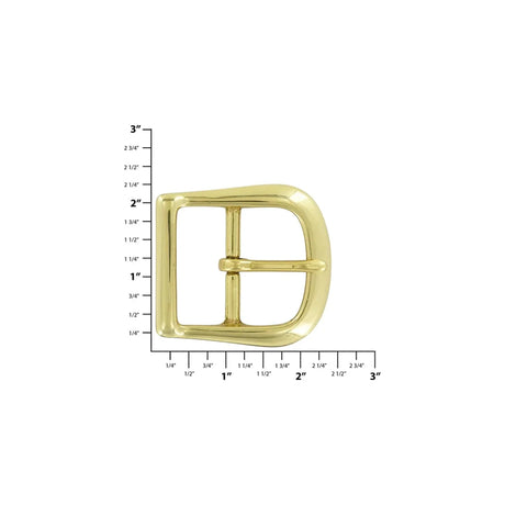 1 1/2" Brass, D Shaped Center Bar Buckle, Solid Brass, #C-1344