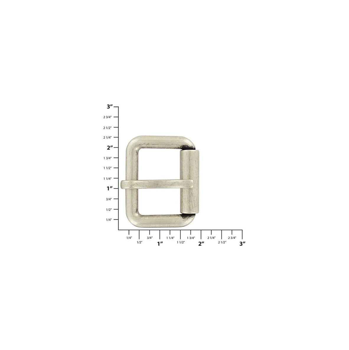 1 1/2" Brushed Nickel, Heel Bar Roller Buckle, Zinc Alloy, #C-1879