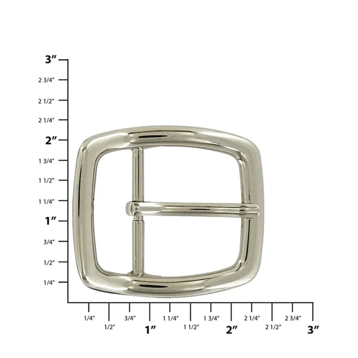 1 1/2" Shiny Nickel, Off Center Bar Buckle, Zinc Alloy, #C-1922-NIC