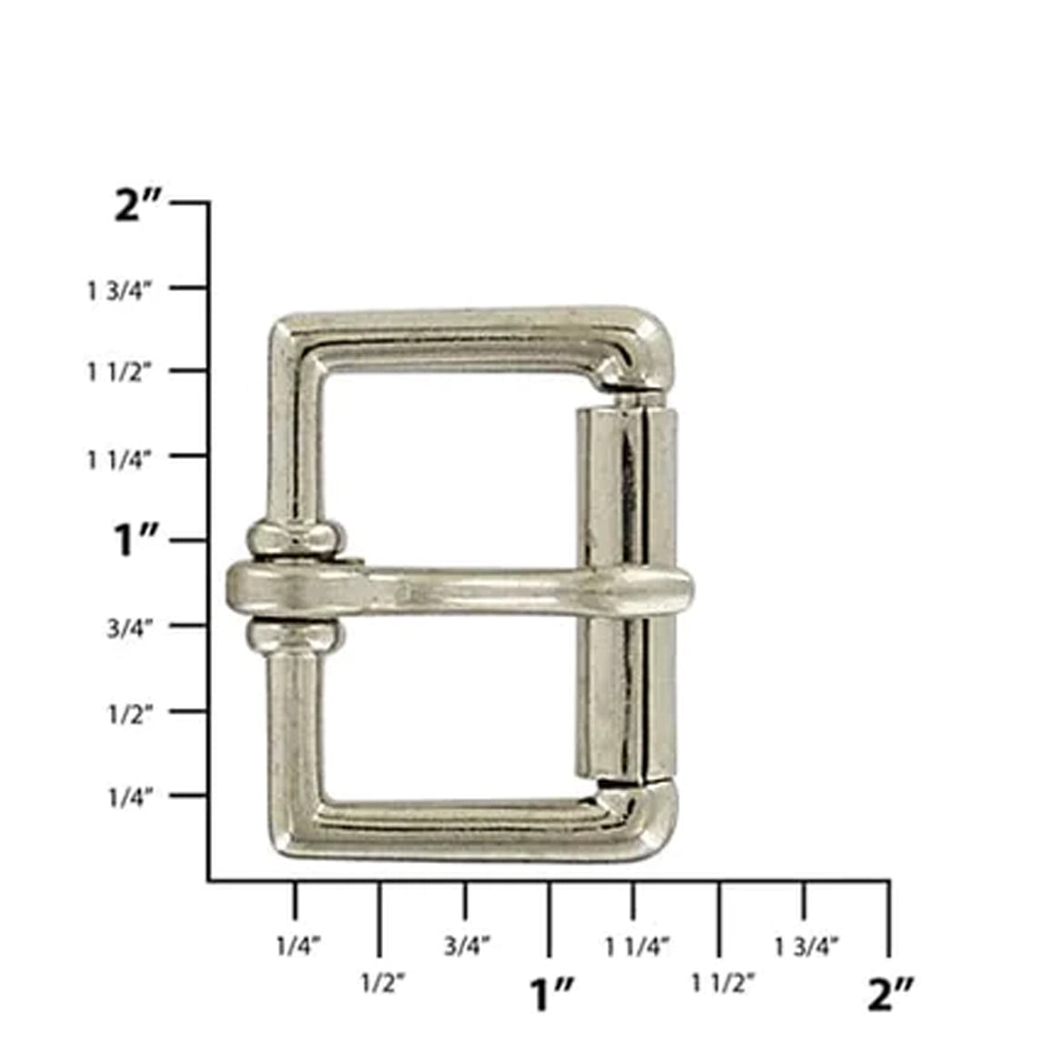 1 1/4" Nickel, Heel Bar Roller Buckle, Zinc Alloy, #C-1355-1-1-4-NP