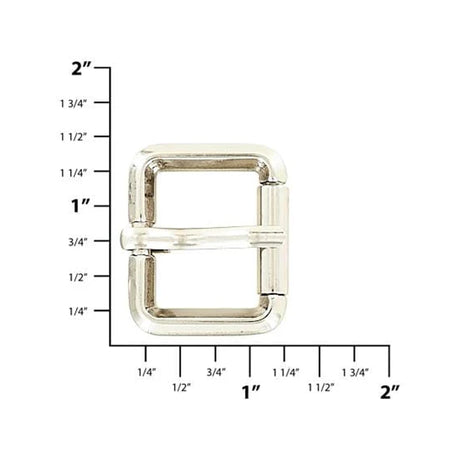 1" Nickel, Beveled Heel Bar Roller Buckle, Zinc Alloy, #C-1983-NIC