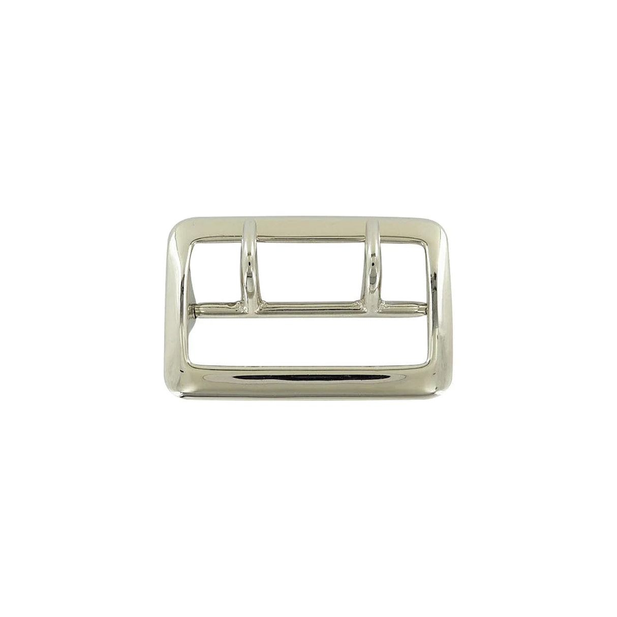 2 1/4" Chrome over Brass, Sam Browne Double Tongue Center Bar Buckle, Solid Brass, #4430-SBN