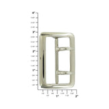 2 1/4" Chrome over Brass, Sam Browne Double Tongue Center Bar Buckle, Solid Brass, #4430-SBN