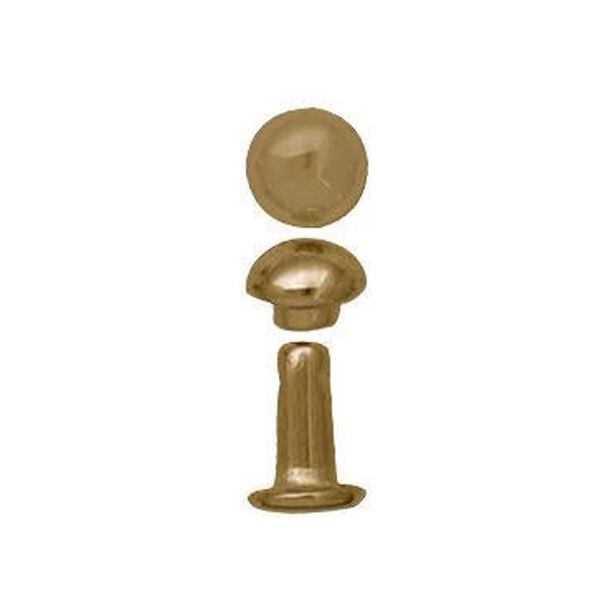 6mm Gold Double Cap Domed Rivet, Steel - 12 pk, #A-406-GP