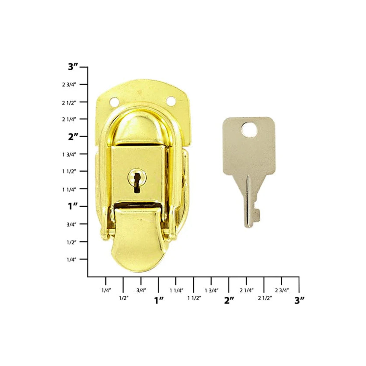 2 7/16" Brass, Locking Drawbolt, Steel, #L-2025-BP