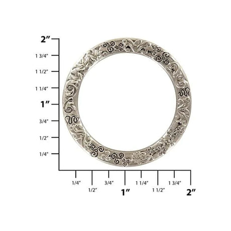 1 1/2" Antique Nickel, Cast Flat Round Ring, Zinc Alloy, #P-2761-ANTN