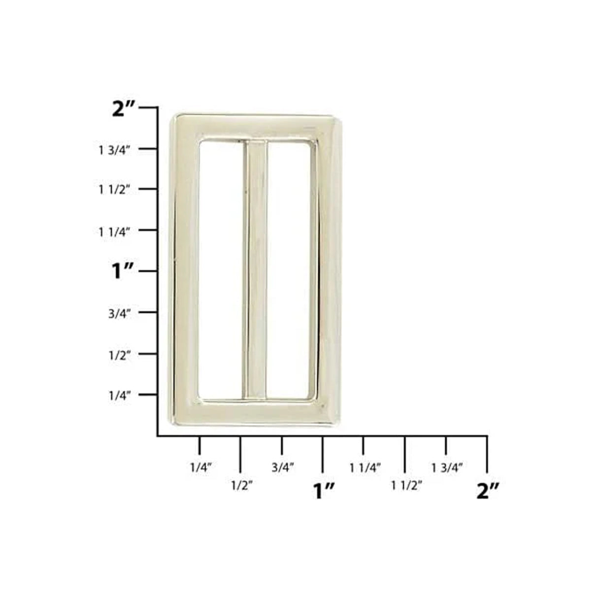 1 1/2" Shiny Nickel, Cast Strap Tri Glide Slider, Zinc Alloy, #C-2115-NIC