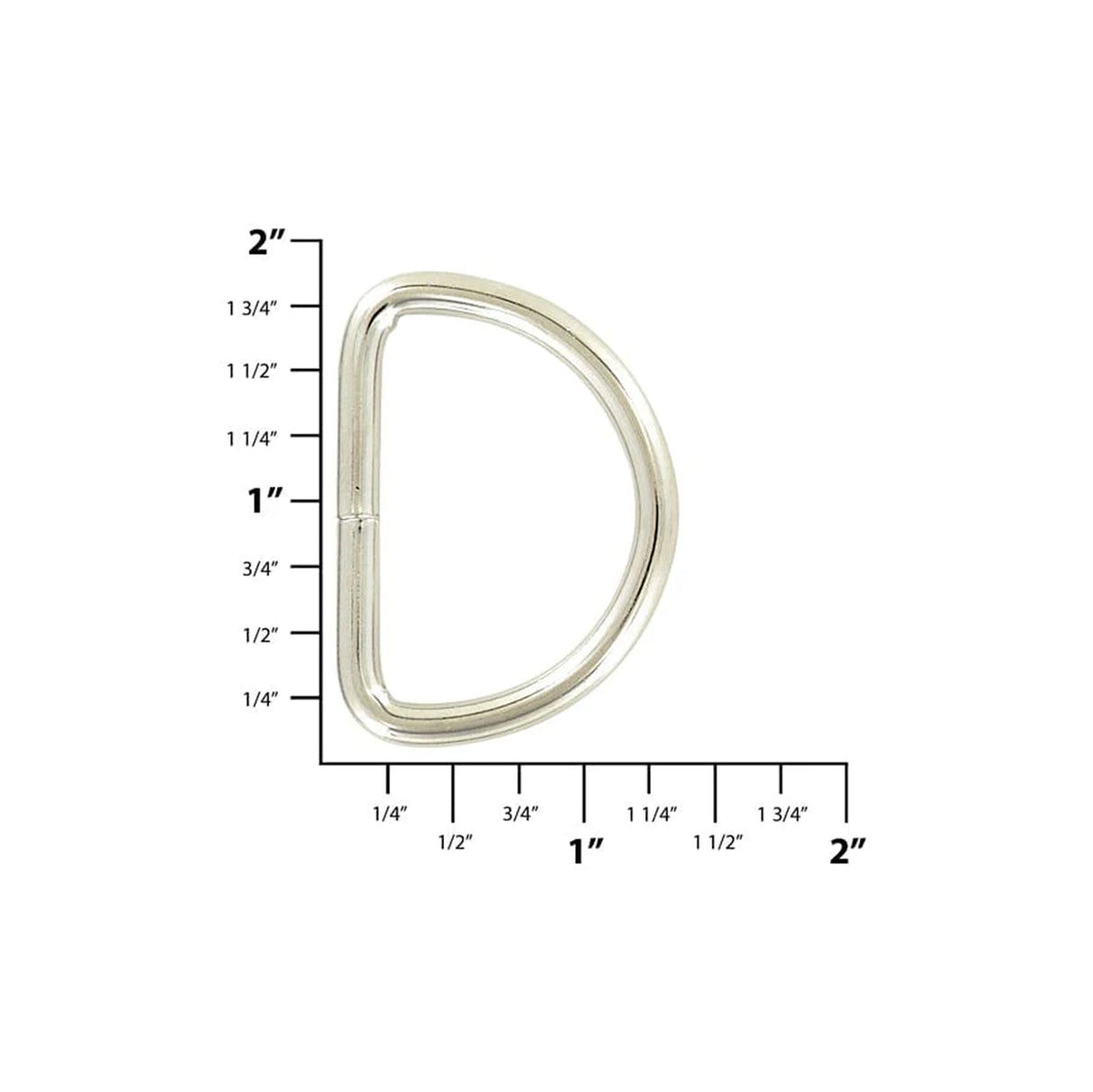 1 1/2" Nickel, Welded D Ring, Steel, #P-2071-NP