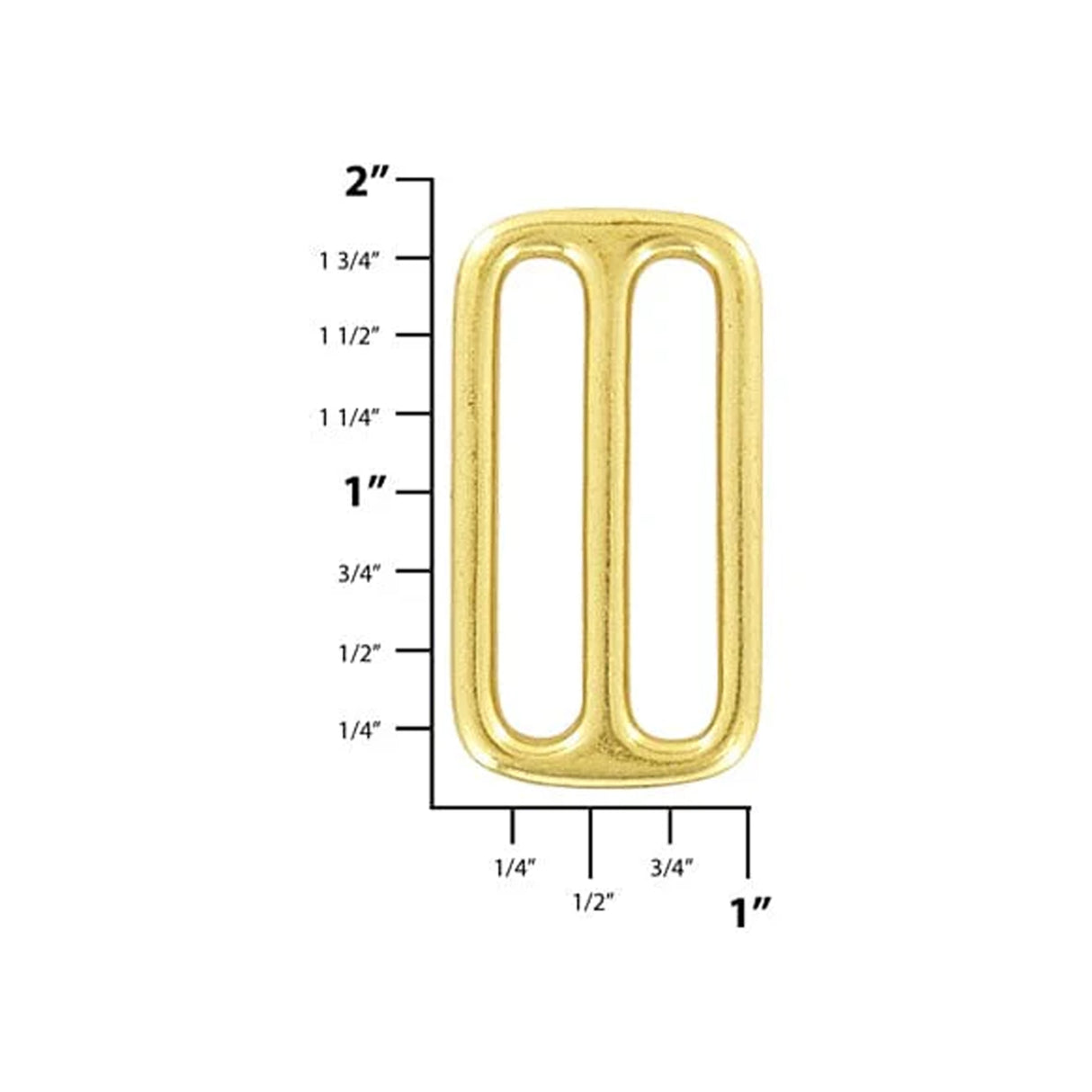 1 1/2" Shiny Brass, Cast Tri Glide Slide, Solid Brass, #P-2248-SB