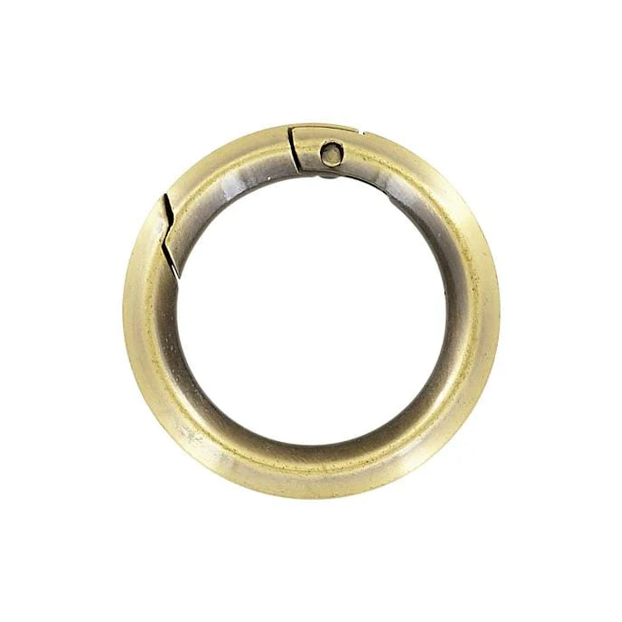 1 1/4" Antique Brass, Spring Gate Beveled Round Ring, Zinc Alloy, #P-2881-ANTB