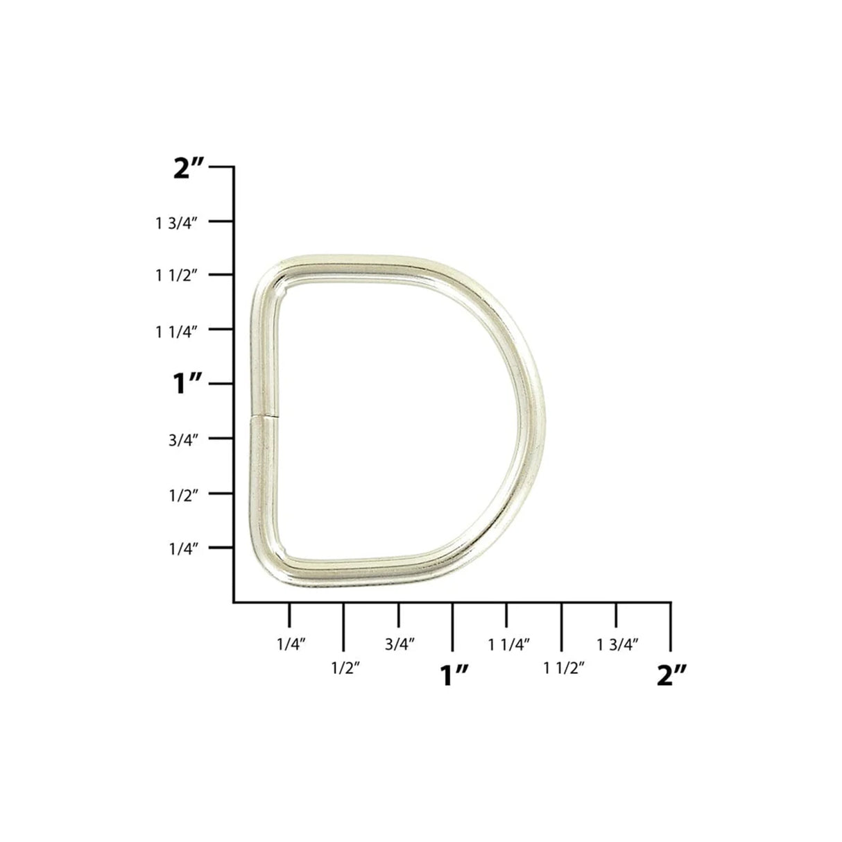 1 1/4" Nickel, Split D Ring, Steel, #D-111-NP