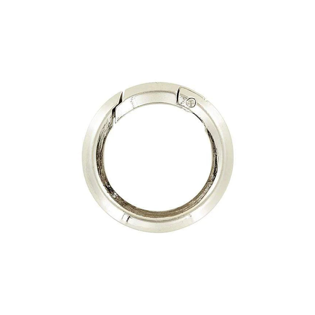 1 1/4" Shiny Nickel, Spring Gate Beveled Round Ring, Zinc Alloy, #P-2881-NIC