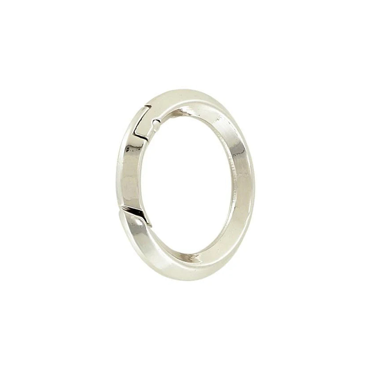 1 1/4" Shiny Nickel, Spring Gate Beveled Round Ring, Zinc Alloy, #P-2881-NIC