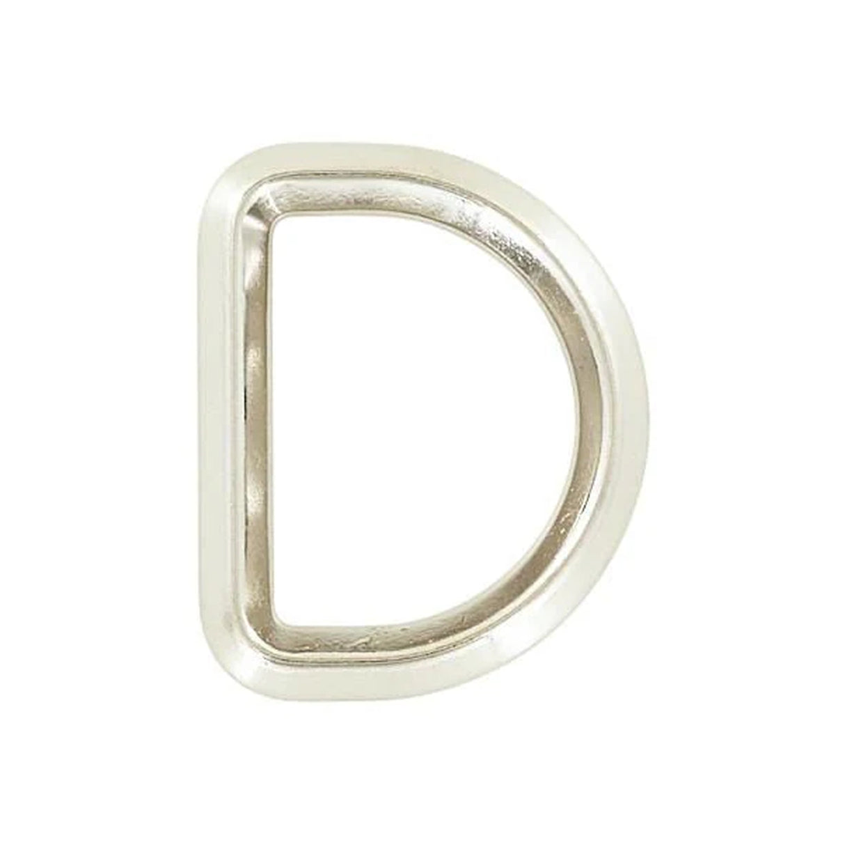 1 3/16" Shiny Nickel, Beveled Solid D Ring, Zinc Alloy, #P-2886-NIC