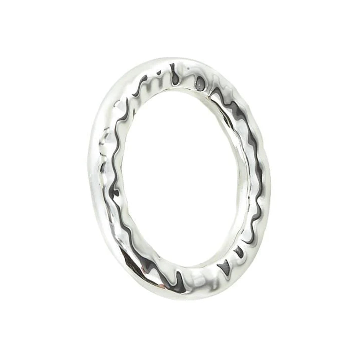 1 3/8" Shiny Nickel, Solid Textured Round Ring, Zinc Alloy, #P-2654-NIC