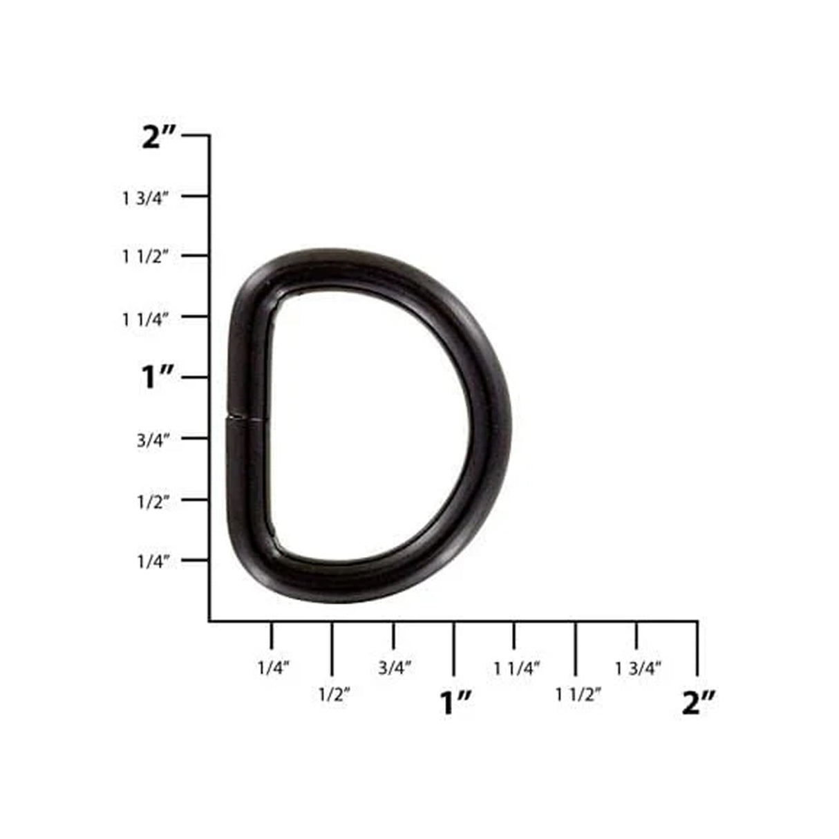 1" Matte Black, Split D Ring, Steel, #P-2120-BLK