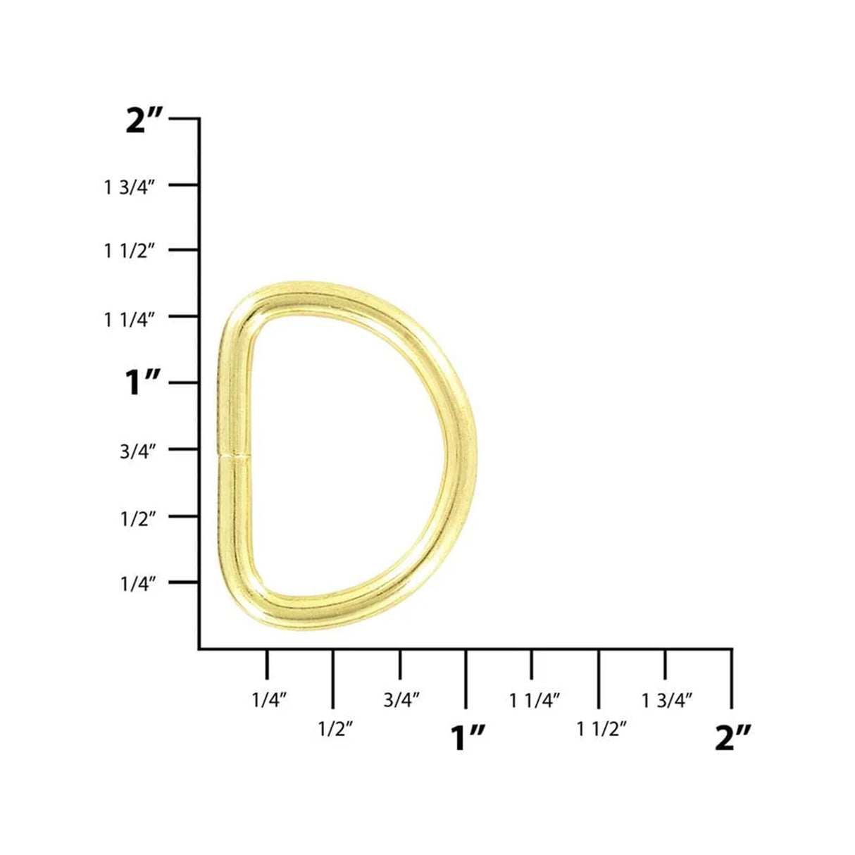 1" Shiny Gold, Split D-Ring Heavy, Steel, #D-110-BP