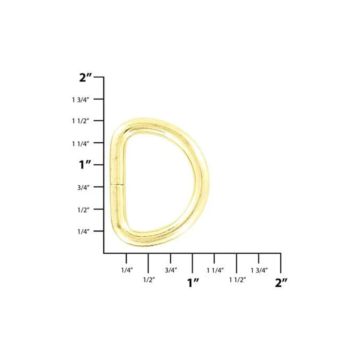 1" Shiny Brass, Split D Ring, Steel, #P-2120-BP