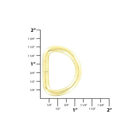 1" Shiny Brass, Split D Ring, Steel, #P-2120-BP