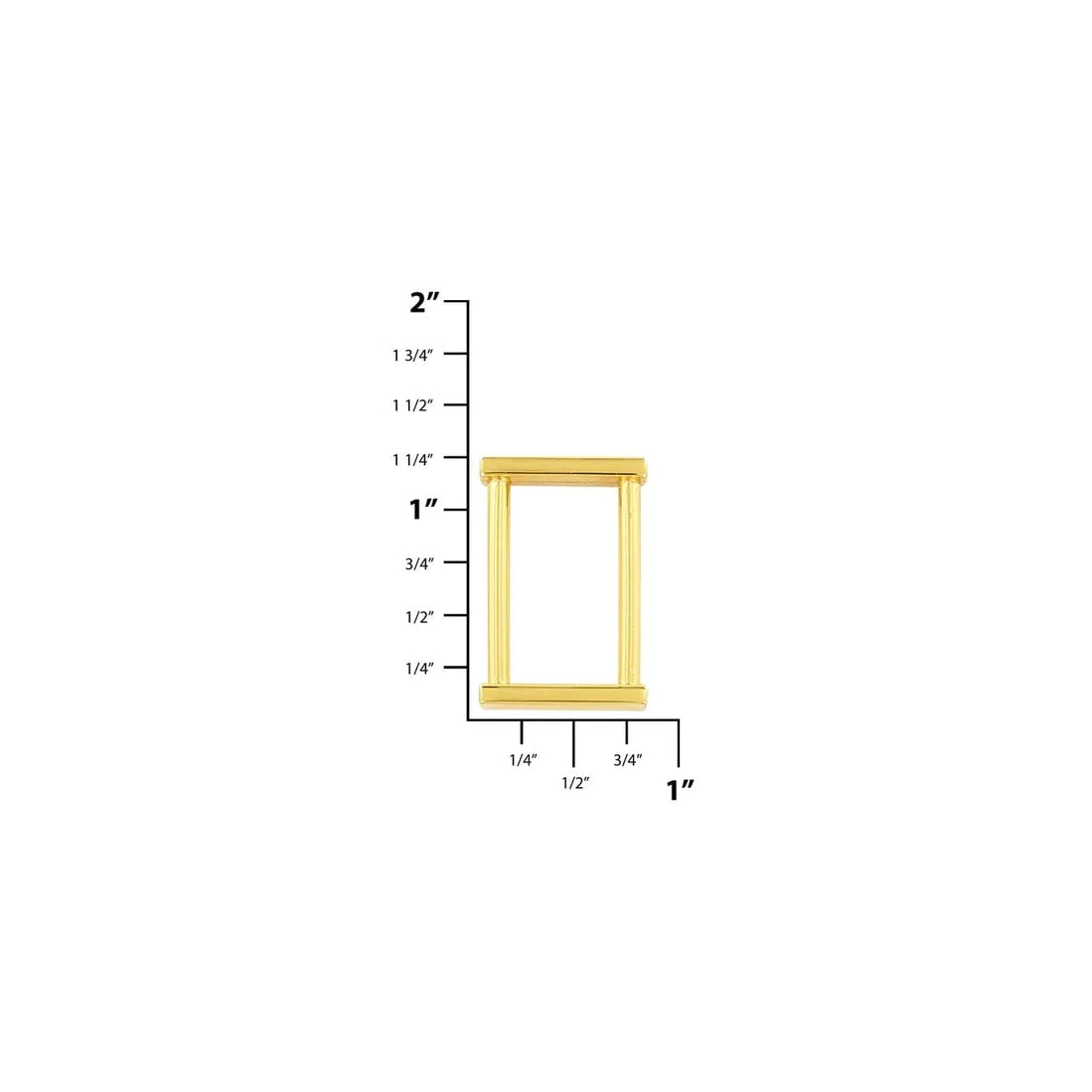 1" Shiny Gold, Rectangular Ring, Zinc Alloy, #P-2643-GOLD