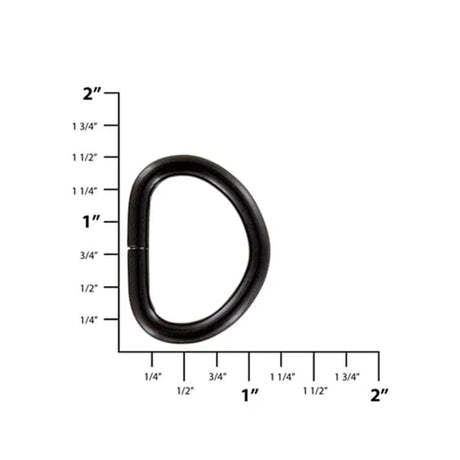 1" Matte Black, Welded D Ring, Steel, #P-2429