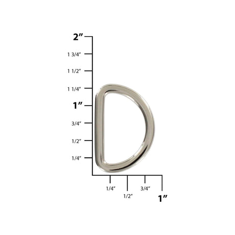 1" Shiny Nickel, Flat Cast D Ring, Zinc Alloy-PK5, #P-2561-NIC