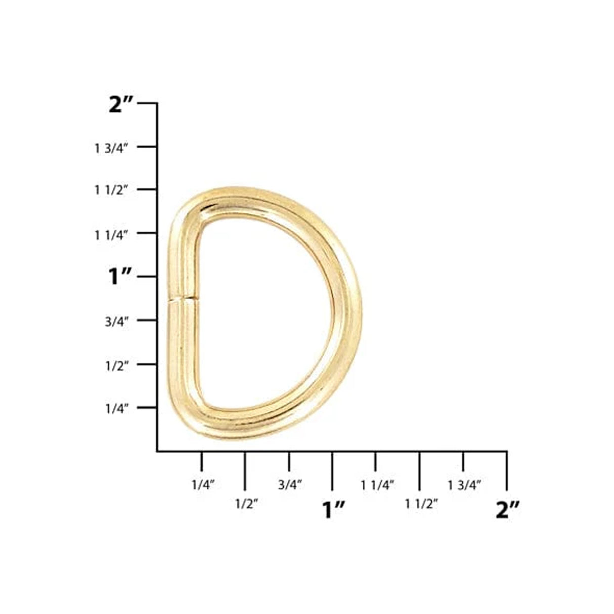 1" Shiny Gold, Split D Ring, Steel, #P-2120-GOLD