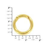 1" Shiny Gold, Spring Gate Round Ring, Zinc Alloy, #P-2514-GOLD