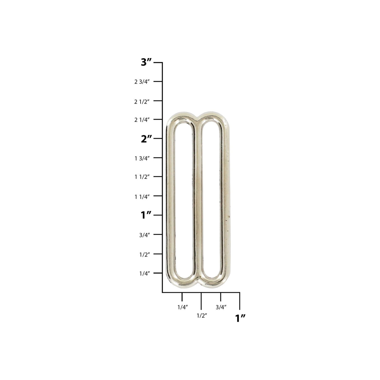 2" Nickel, Cast Rounded Tri Bar Slide, Zinc Alloy, #C-1193-NP