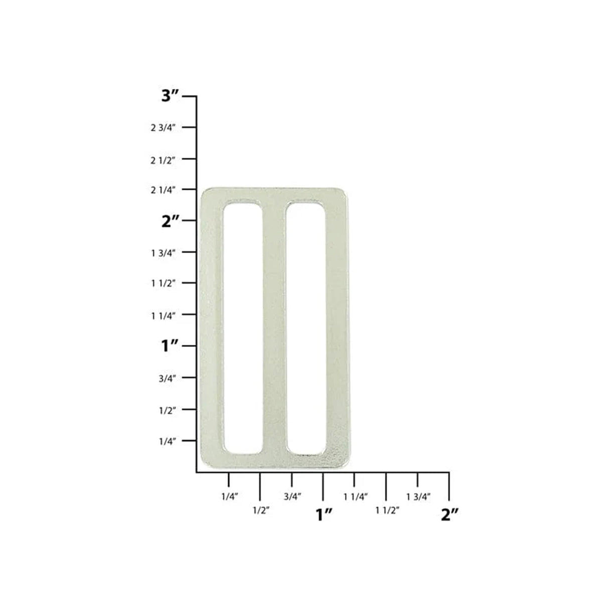 2" Nickel, Flat Stamped Rectangle Tri Bar Slide, Steel, #C-1311-NP