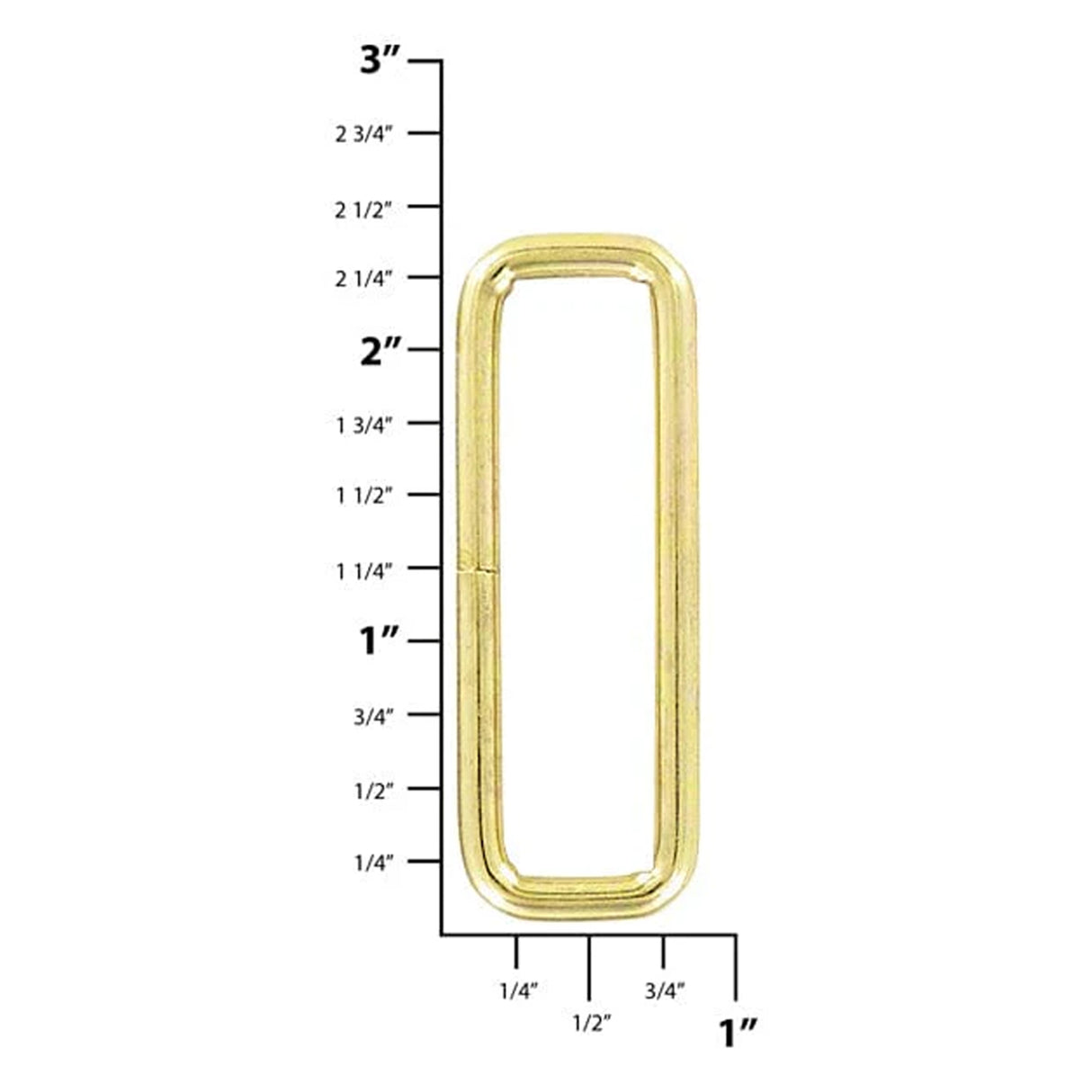 2" Shiny Brass, Rectangular Ring, Steel, #C-25-2-BP