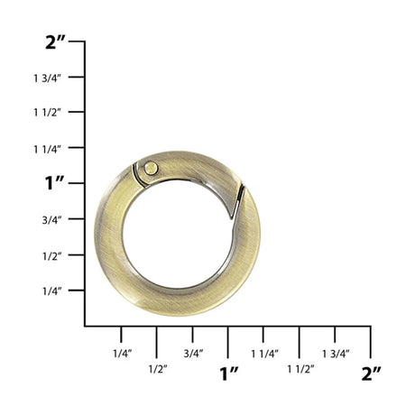 3/4" Antique Brass, Spring Gate Flat Round Ring, Zinc Alloy, #P-2733-ANTB