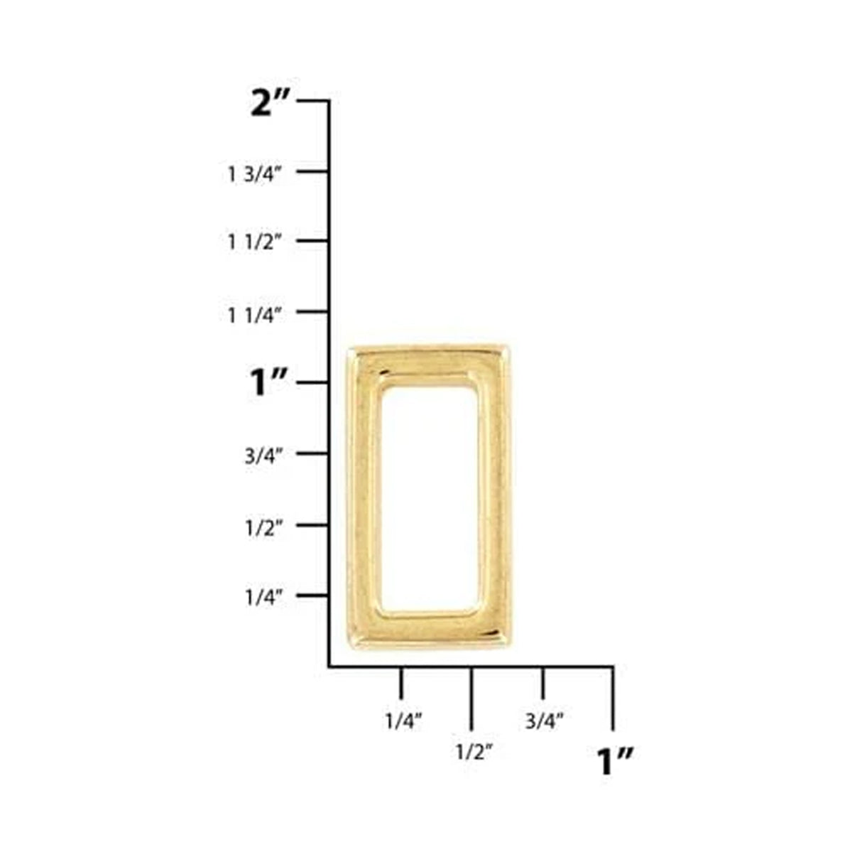 3/4" Shiny Gold, Flat Rectangular Ring, Zinc Alloy, #P-2422-GOLD