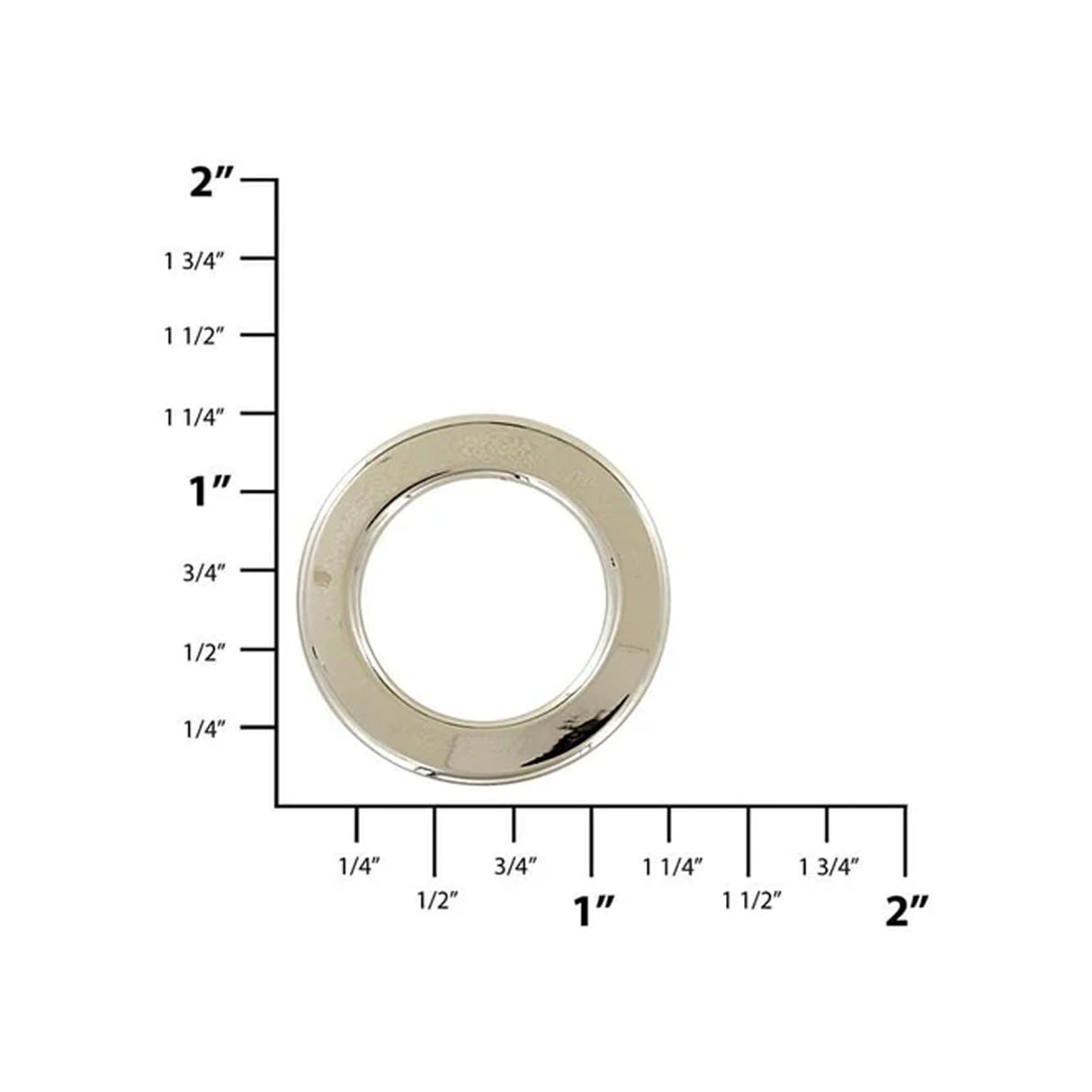 3/4" Shiny Nickel, Flat Round Ring, Zinc Alloy, #P-3163-NP