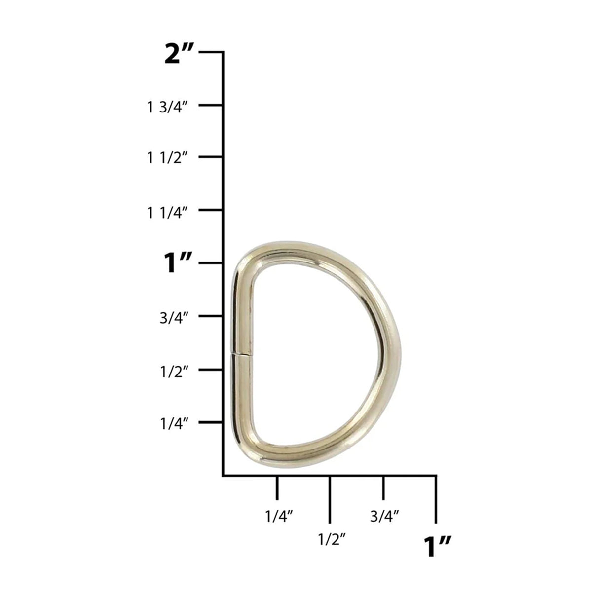 3/4" Nickel, Split D-Ring, Steel, #D-105-NP